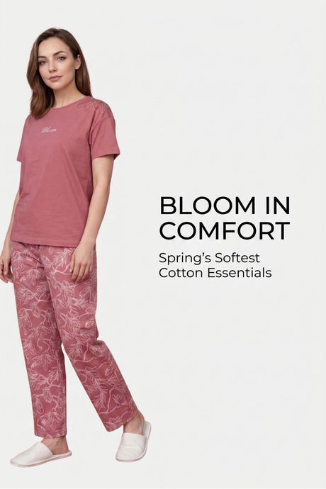 Sweet Dreams Typographic Printed Pyjama Set - Dusty Red — image 4
